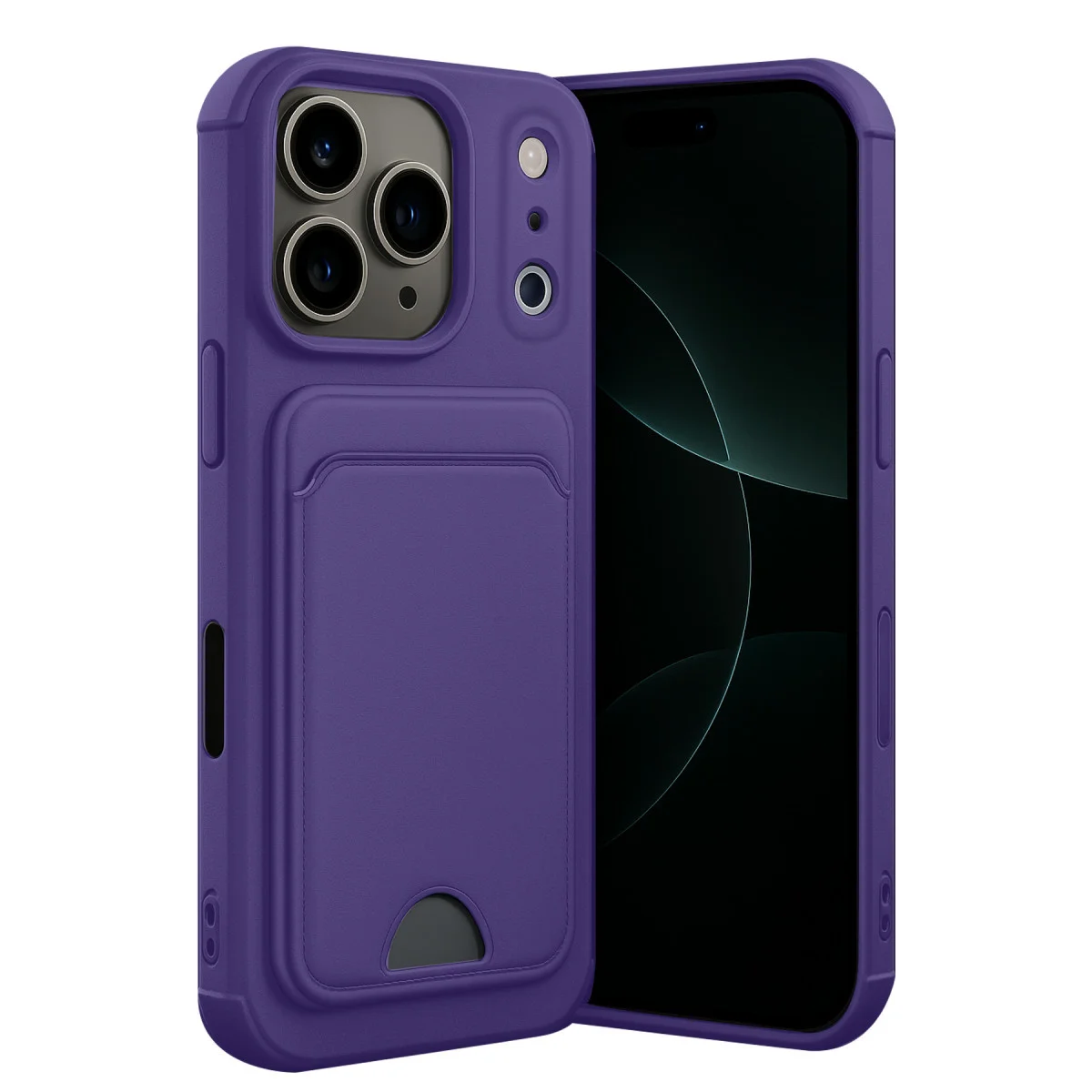 iPhone 17 Pro Kelvin Kartvizitli Silikon - Derin Mor
