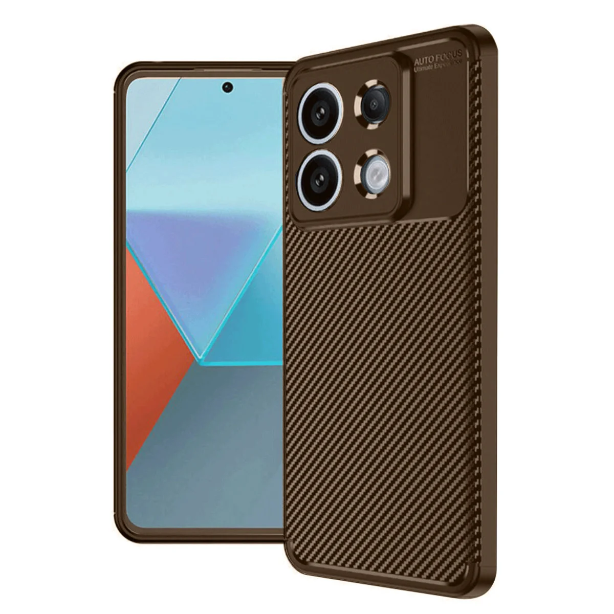 Redmi Note 13 Pro 4G Kılıf Auto Focus Karbon Kapak - Kahverengi