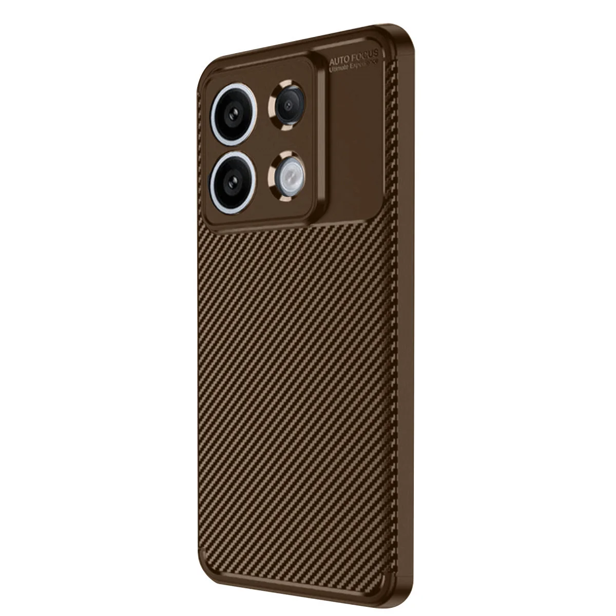 Redmi Note 13 Pro 4G Kılıf Auto Focus Karbon Kapak - Kahverengi