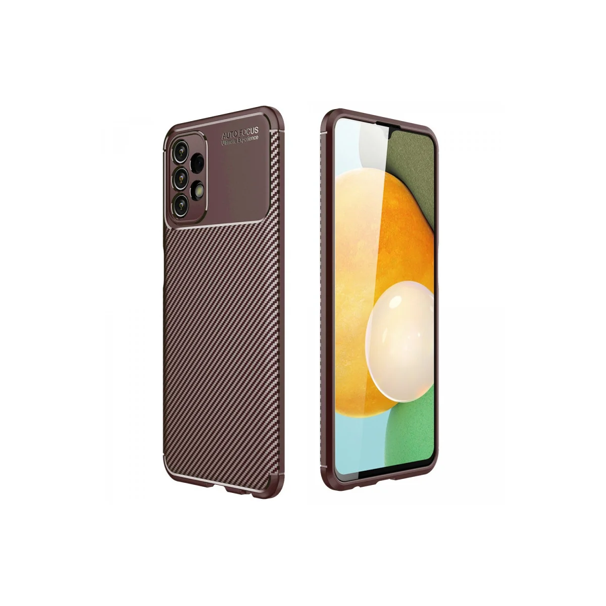 Galaxy A13 4G Kılıf Auto Focus Karbon Kapak - Kahverengi