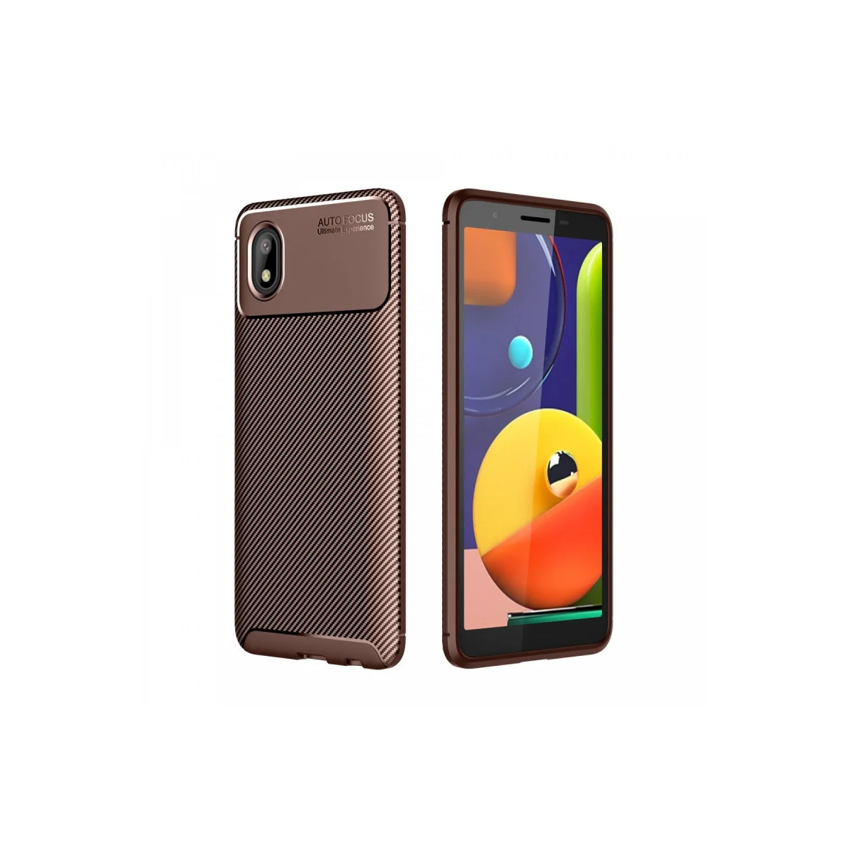 Galaxy A01 Core Kılıf Auto Focus Karbon Kapak - Kahverengi