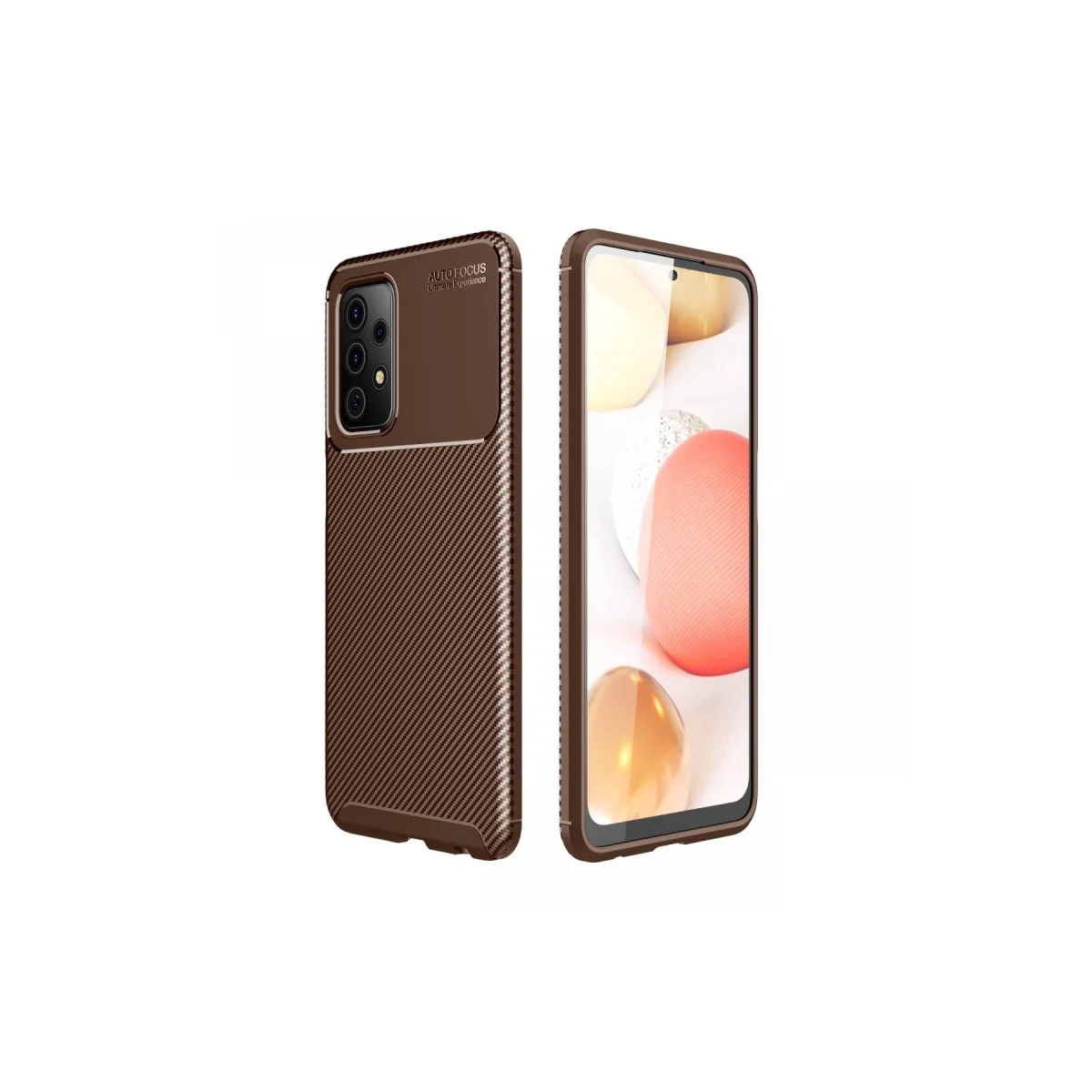 Galaxy A52 Kılıf Auto Focus Karbon Kapak - Kahverengi