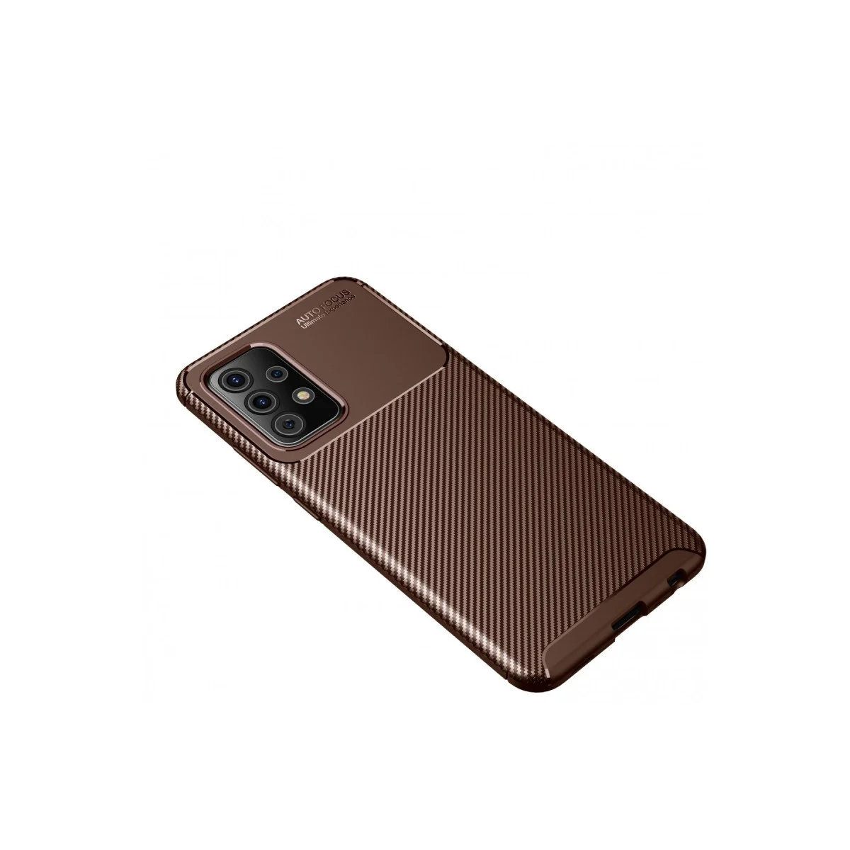 Galaxy A72 Kılıf Auto Focus Karbon Kapak - Kahverengi