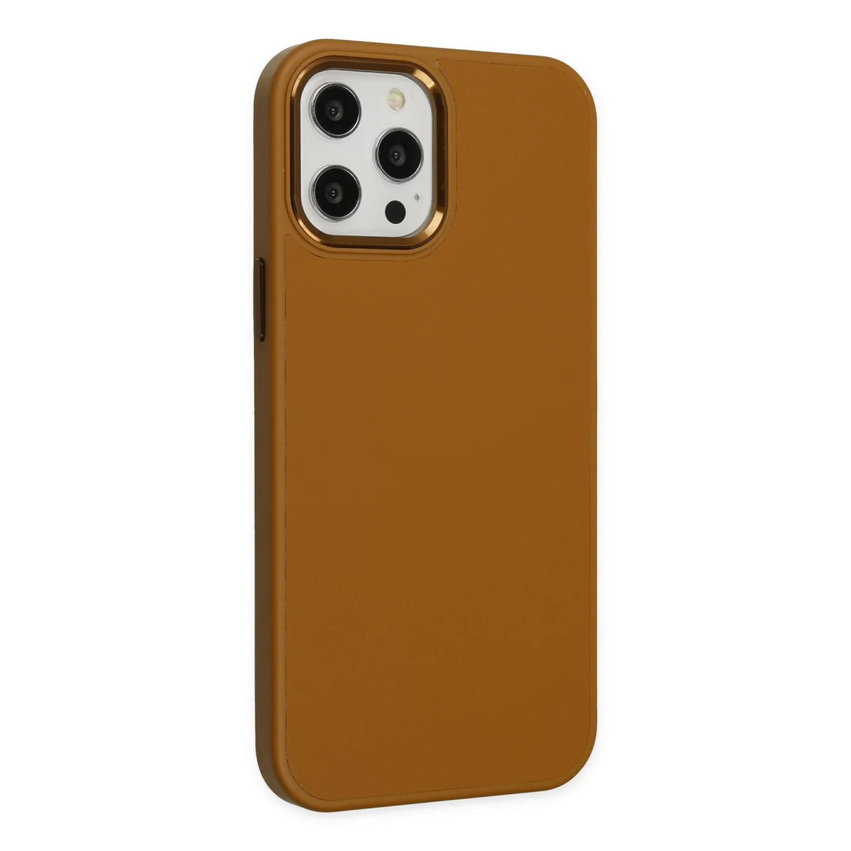 iPhone 12 Pro Max Kılıf Asya Deri Silikon - Kahverengi