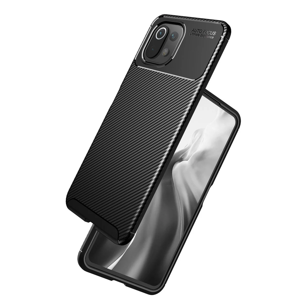 Mİ 11 Lite Kılıf Auto Focus Karbon Kapak - Kahverengi