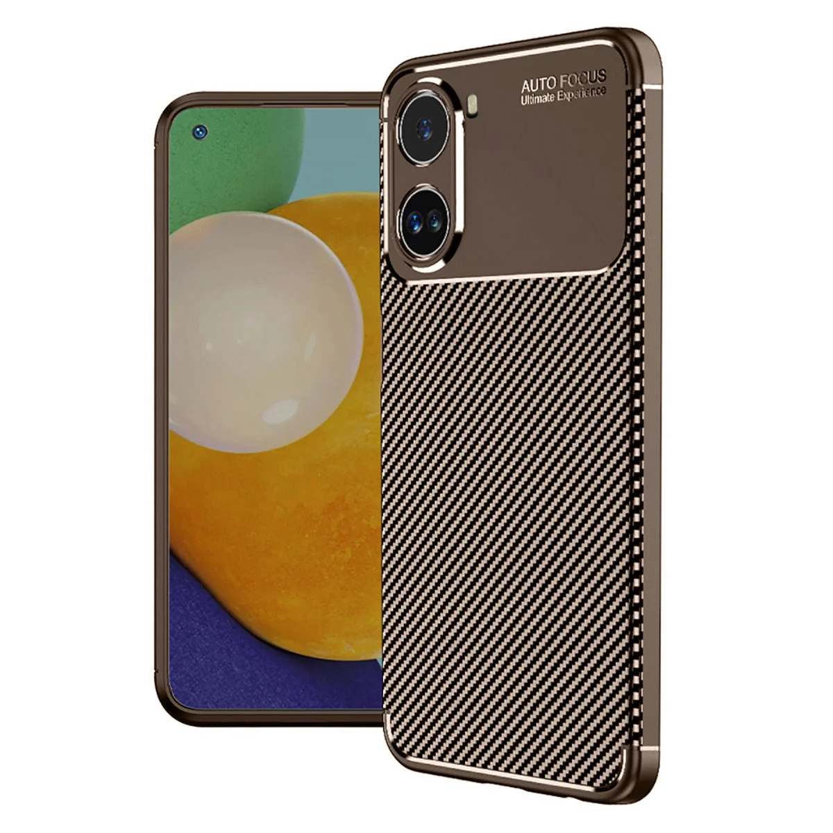 Poco X7 Pro Kılıf Auto Focus Karbon Kapak - Kahverengi