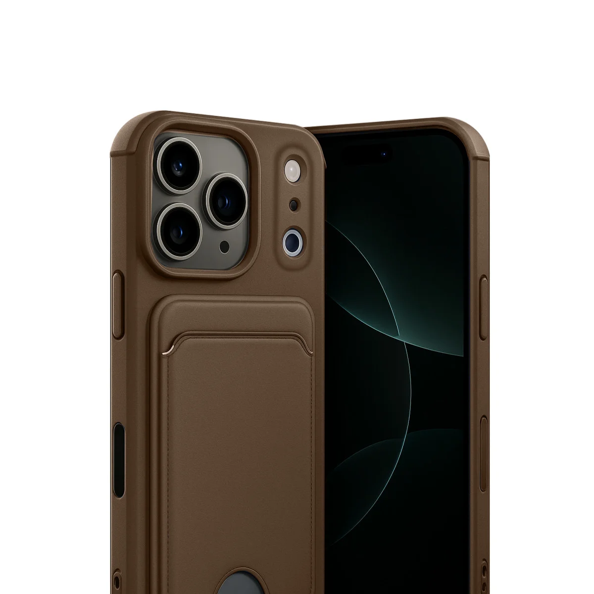 iPhone 17 Pro Kelvin Kartvizitli Silikon - Kahverengi