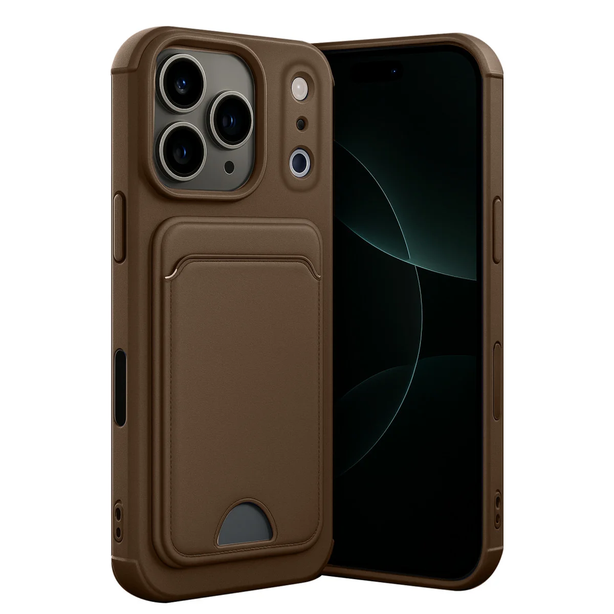 iPhone 17 Pro Max Kelvin Kartvizitli Silikon - Kahverengi