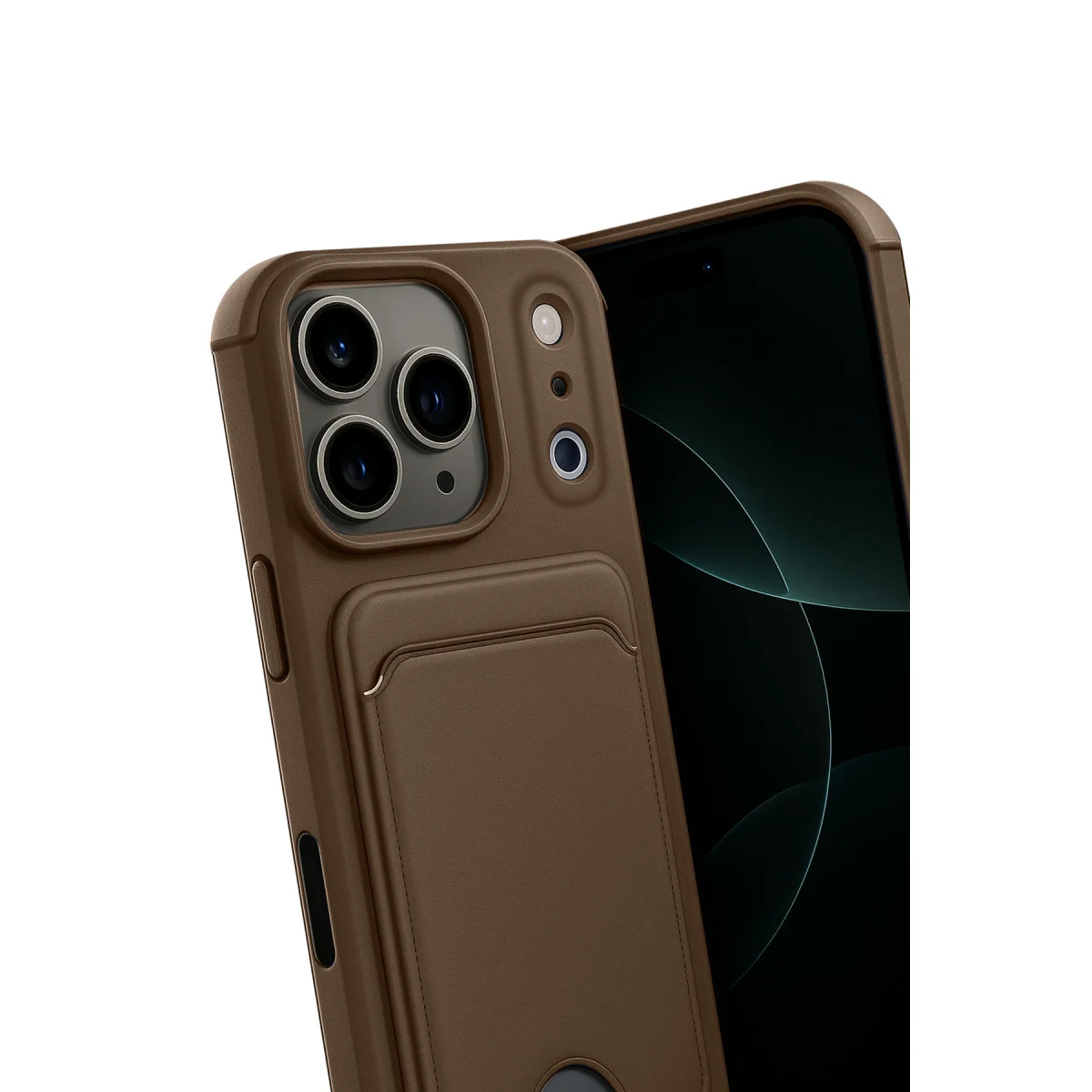 iPhone 17 Pro Max Kelvin Kartvizitli Silikon - Kahverengi