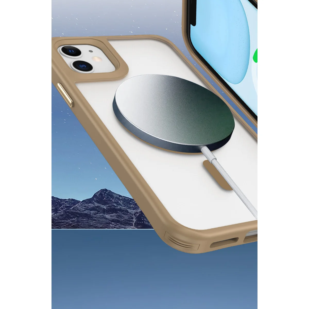 iPhone 11 Kılıf Enka Magsafe Silikon Kılıf - Desert