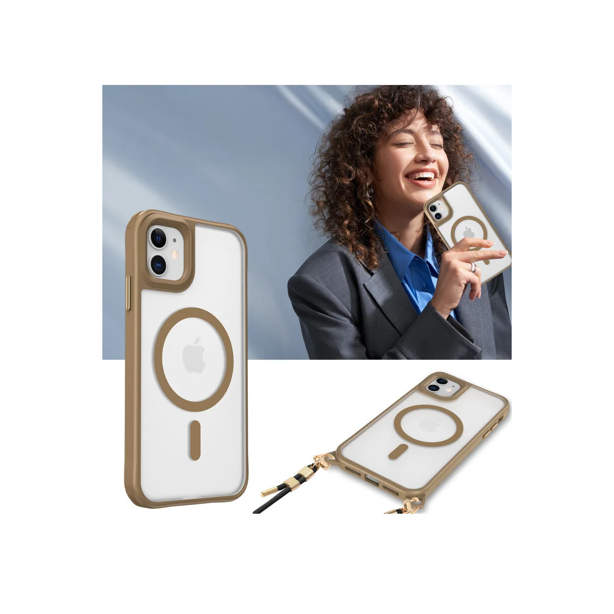 iPhone 12 Kılıf Enka Magsafe Silikon Kılıf - Desert