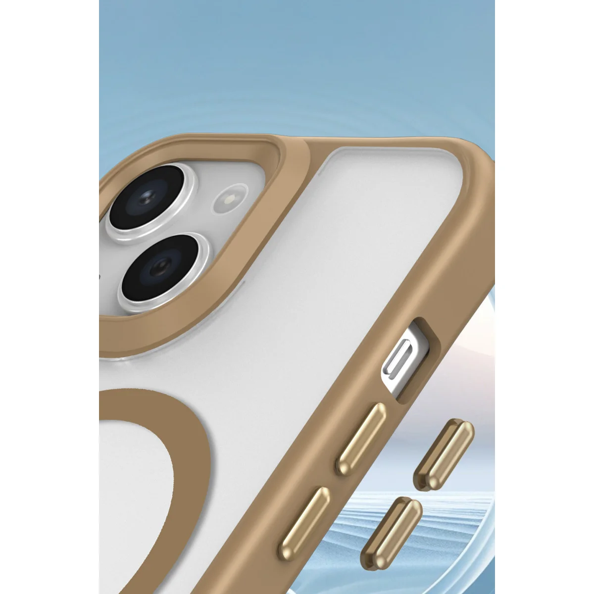 iPhone 15 Plus Kılıf Enka Magsafe Silikon Kılıf - Desert