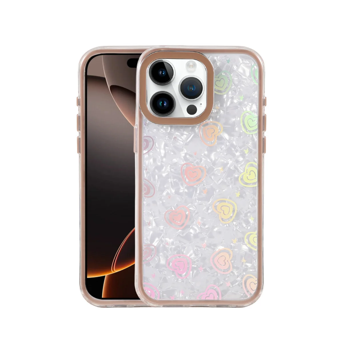 iPhone 14 Pro Max Lumi Desenli Kapak - Çöl Titanyum