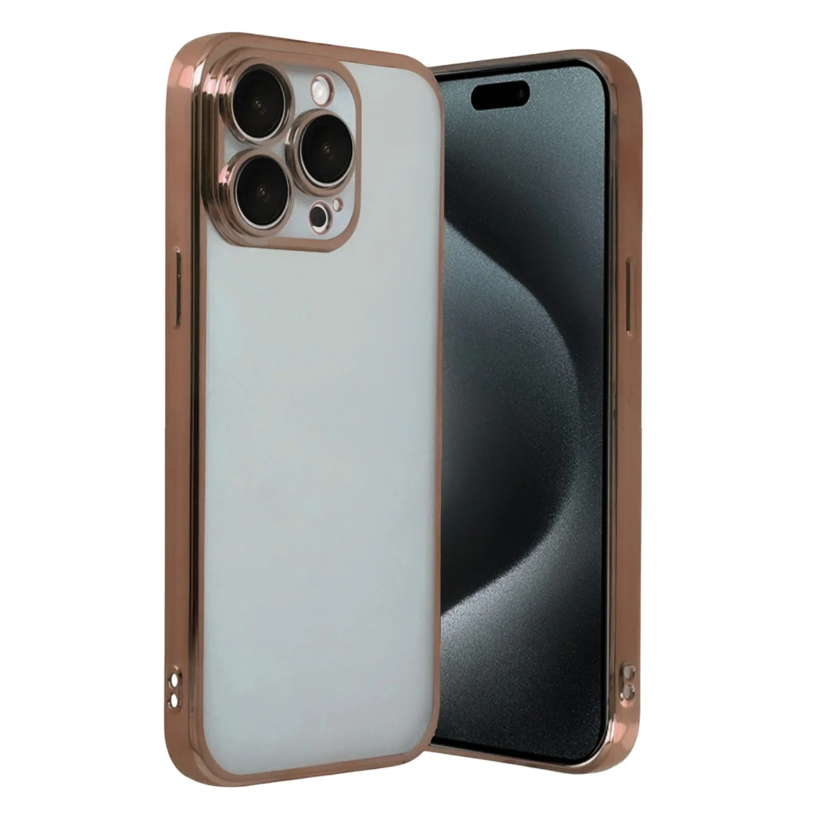 iPhone 15 Pro Max Razer Lensli Silikon - Çöl Titanyum