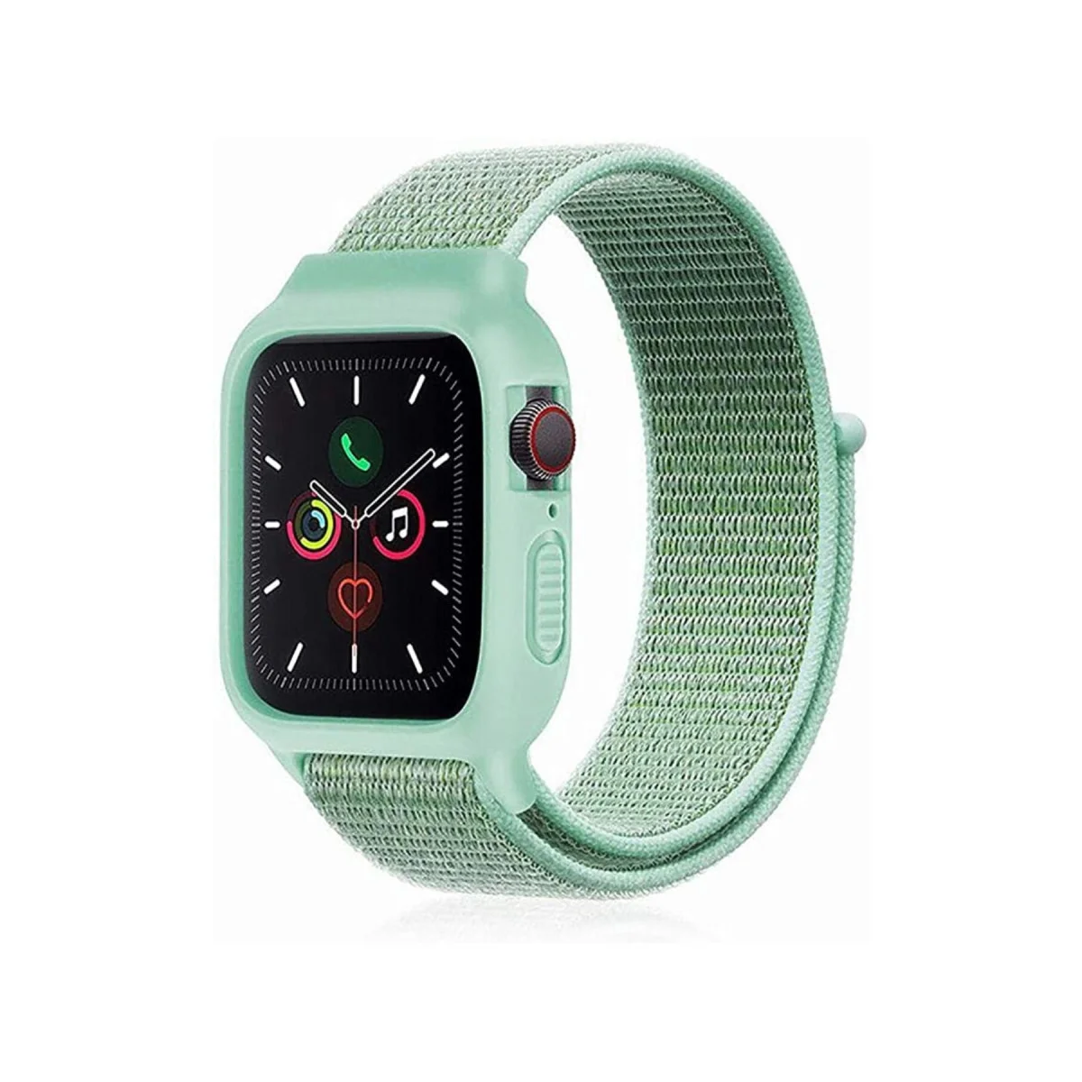 Watch 38mm Hasırlı Cırtcırtlı Kasalı Kordon - Turkuaz