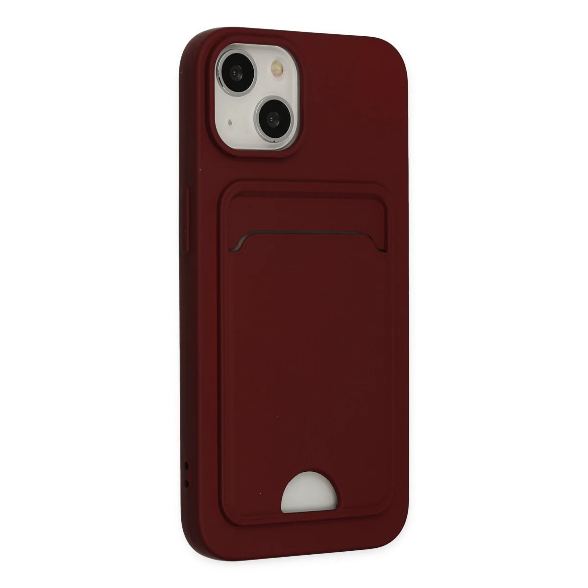 iPhone 14 Plus Kılıf Kelvin Kartvizitli Silikon - Bordo