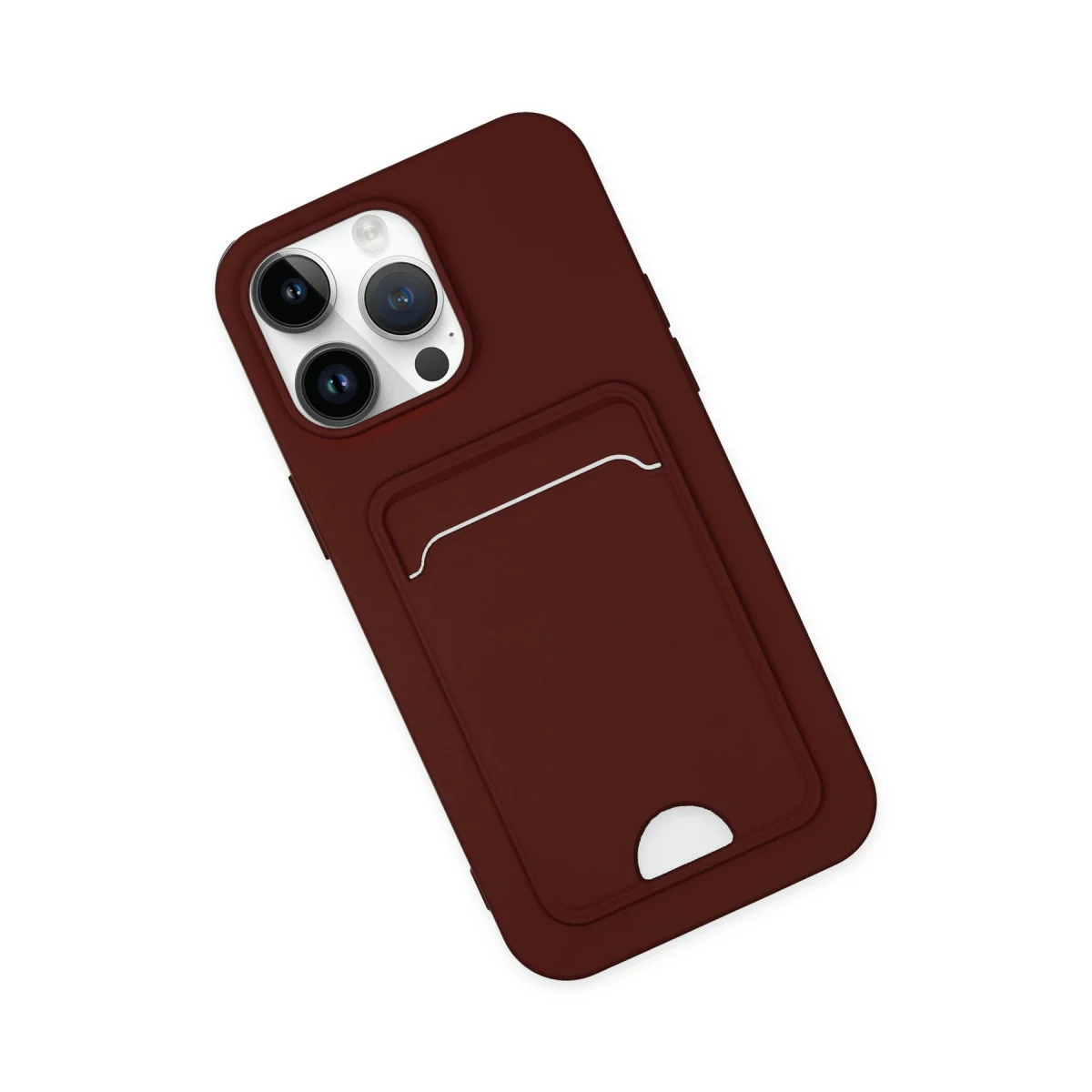 iPhone 14 Pro Kılıf Kelvin Kartvizitli Silikon - Bordo