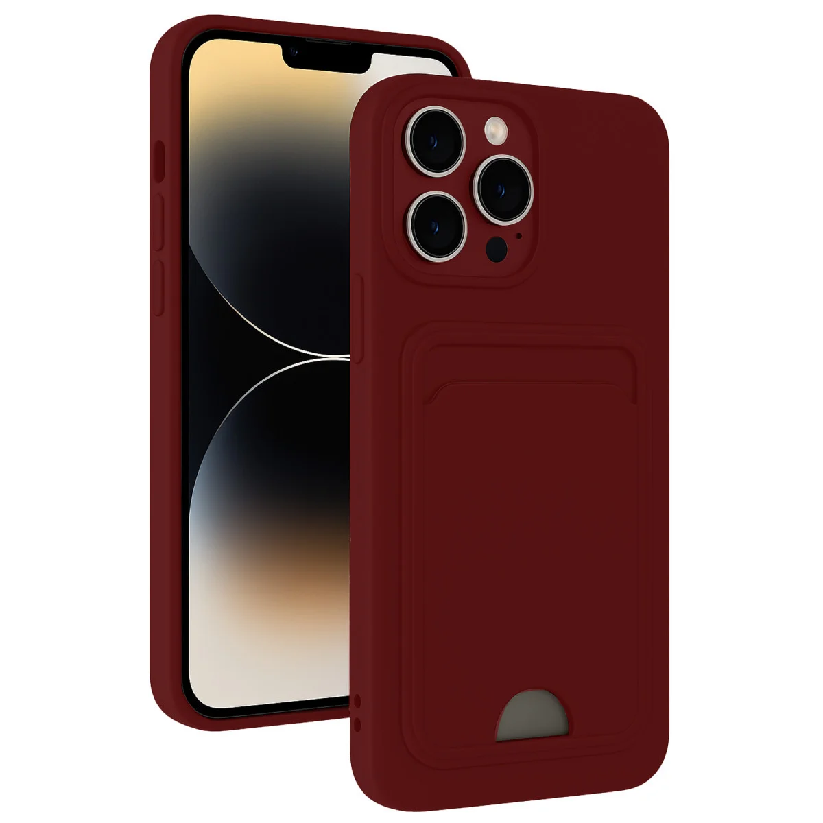 iPhone 15 Pro Kılıf Kelvin Kartvizitli Silikon - Bordo