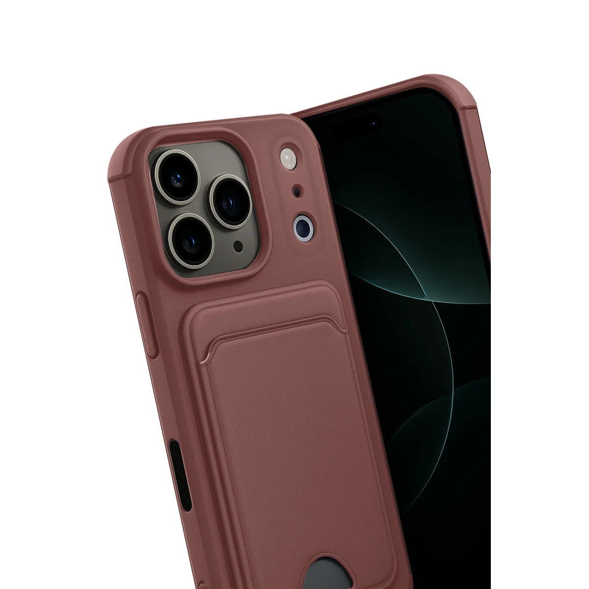 iPhone 17 Pro Kelvin Kartvizitli Silikon - Bordo