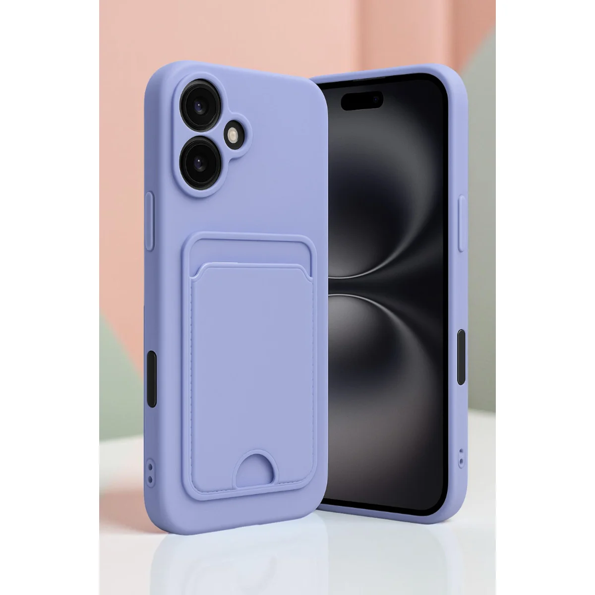 iPhone 16 Kılıf Kelvin Kartvizitli Silikon - Açık Yeşil