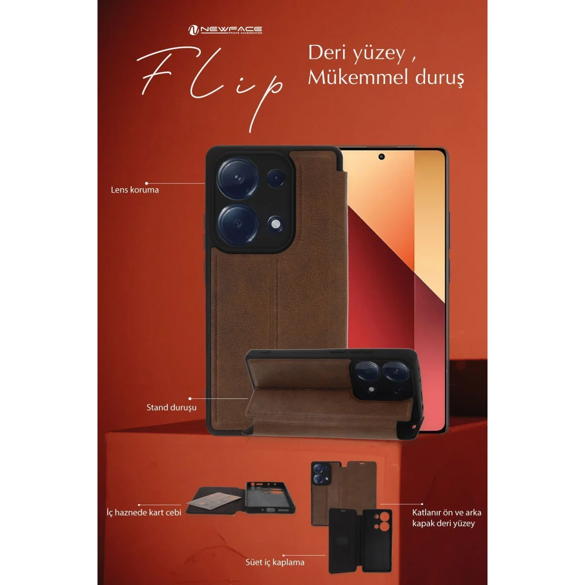 Galaxy A05 Kılıf Flip Cover - Taba