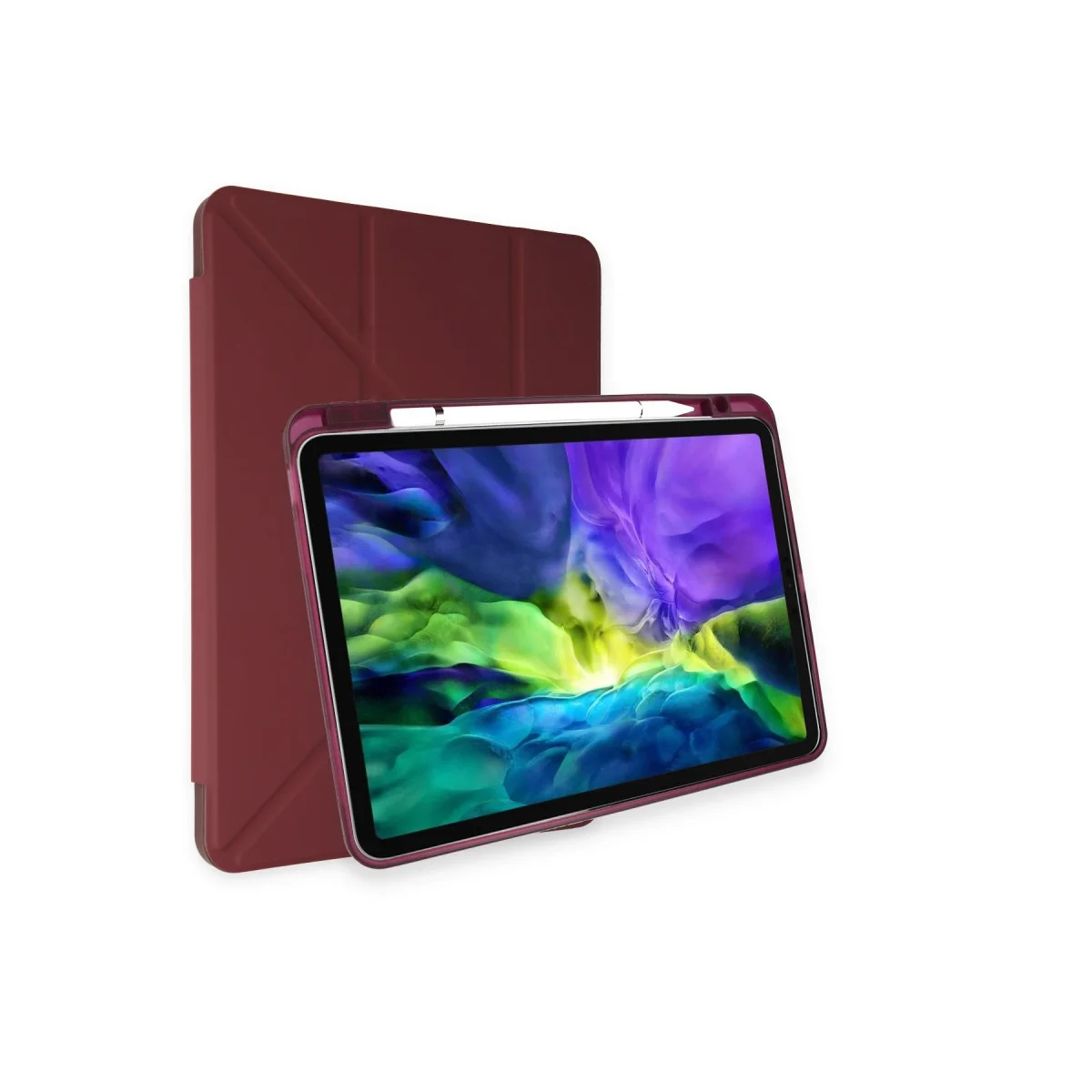 iPad Pro 11 (2018) Kılıf Kalemlikli Mars Tablet Kılıfı - Mürdüm