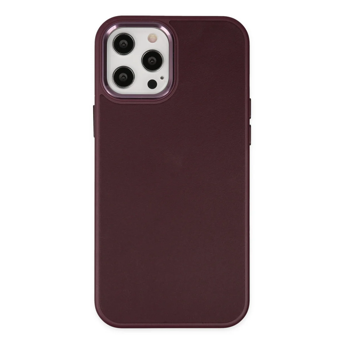 iPhone 12 Pro Max Kılıf Asya Deri Silikon - Mürdüm