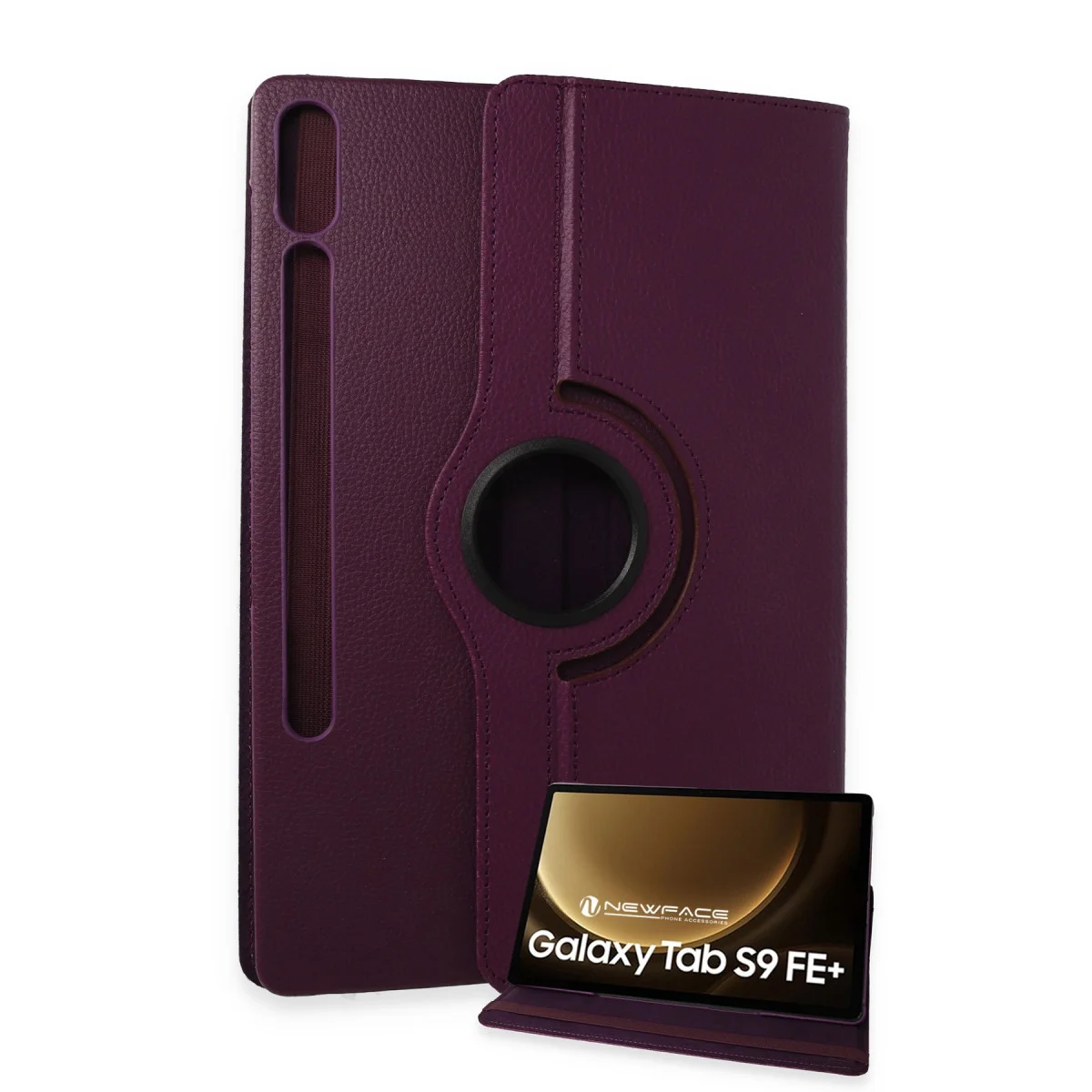 Galaxy X610 Tab S9 FE Plus 12.4 Kılıf 360 Tablet Deri Kılıf - Mürdüm