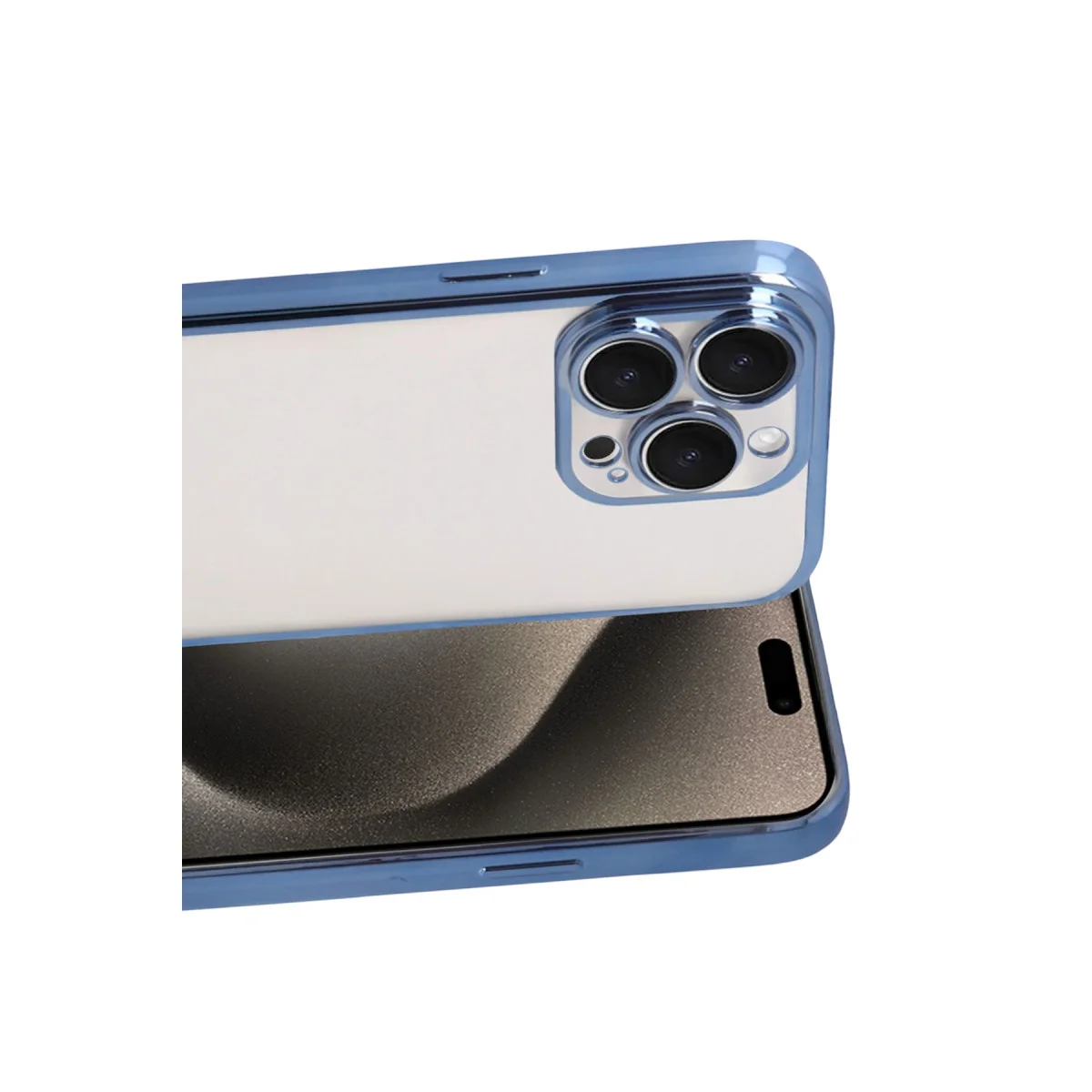 iPhone 15 Pro Max Razer Lensli Silikon - Açık Mavi