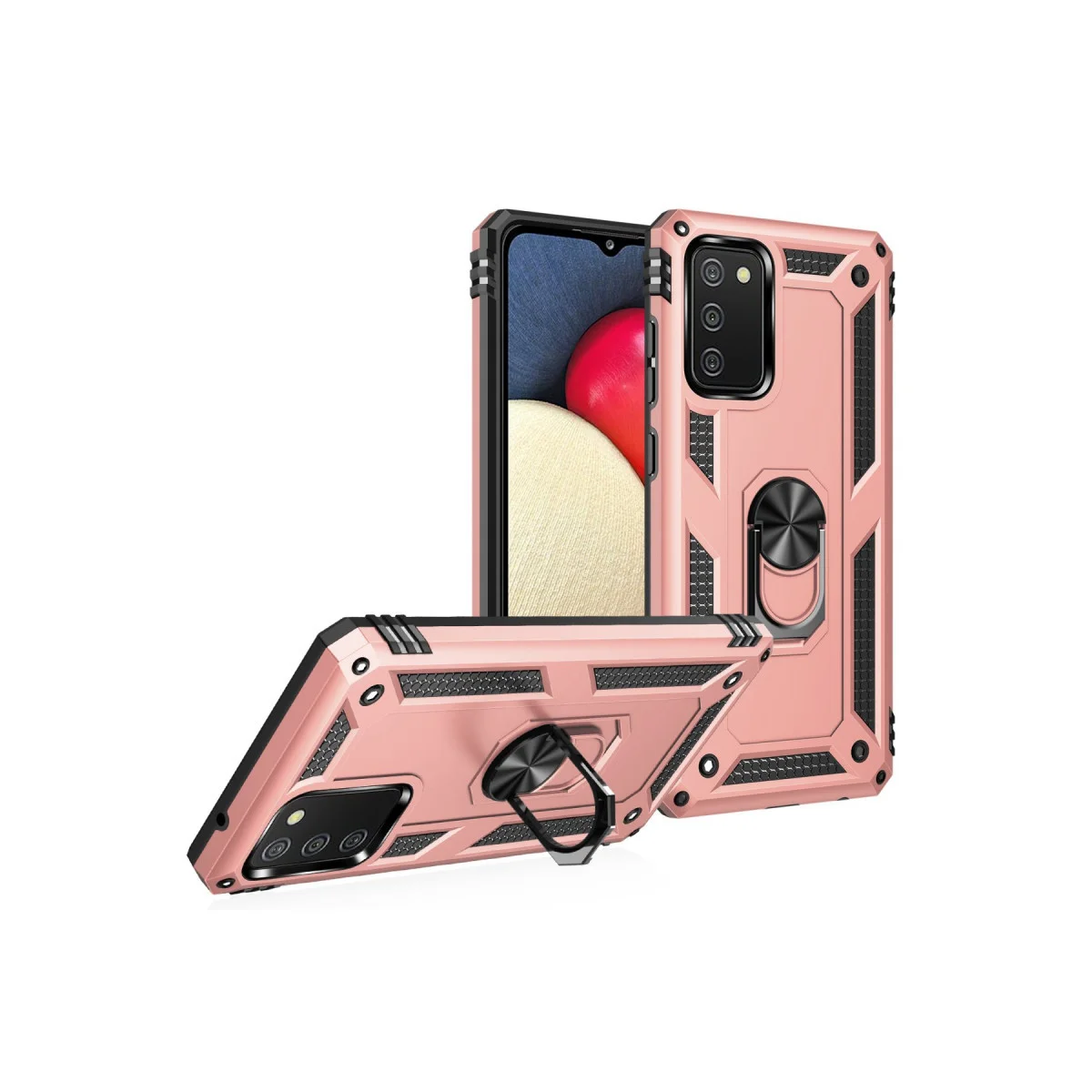 Galaxy A02S Kılıf Sofya Yüzüklü Silikon Kapak - Rose