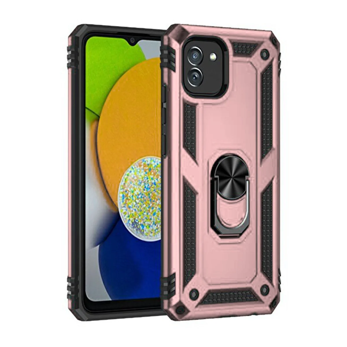 Galaxy A03 Kılıf Sofya Yüzüklü Silikon Kapak - Rose