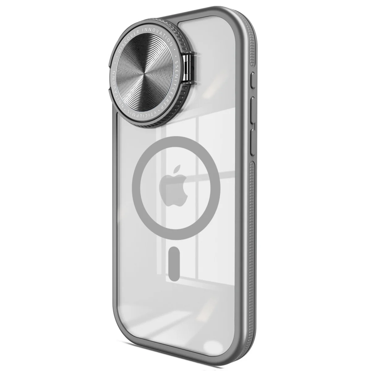 iPhone 15 Pro Kılıf Teleskop Lens Magsafe Silikon Kapak - Titan Gri