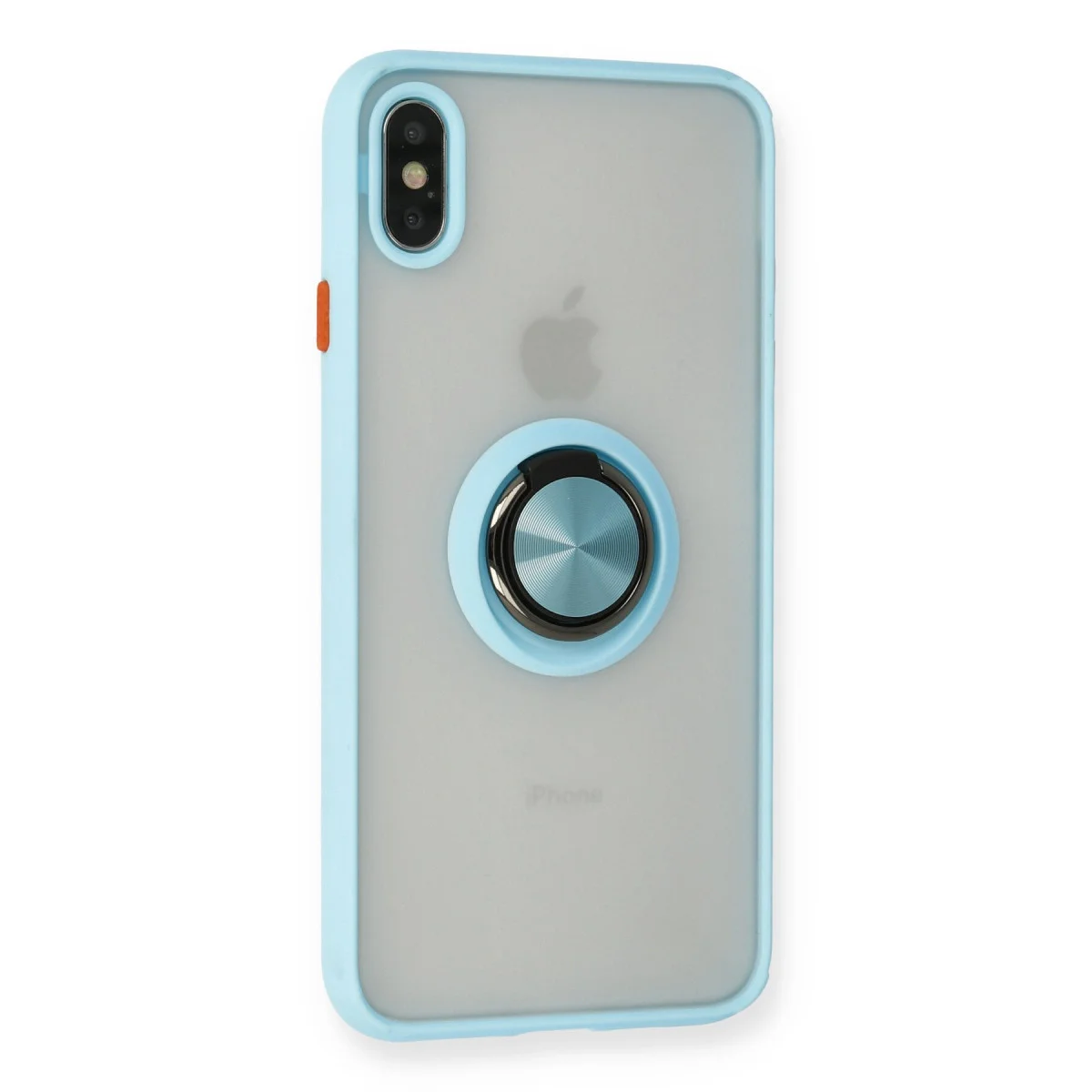 iPhone X Kılıf Montreal Yüzüklü Silikon Kapak - Buz Mavi