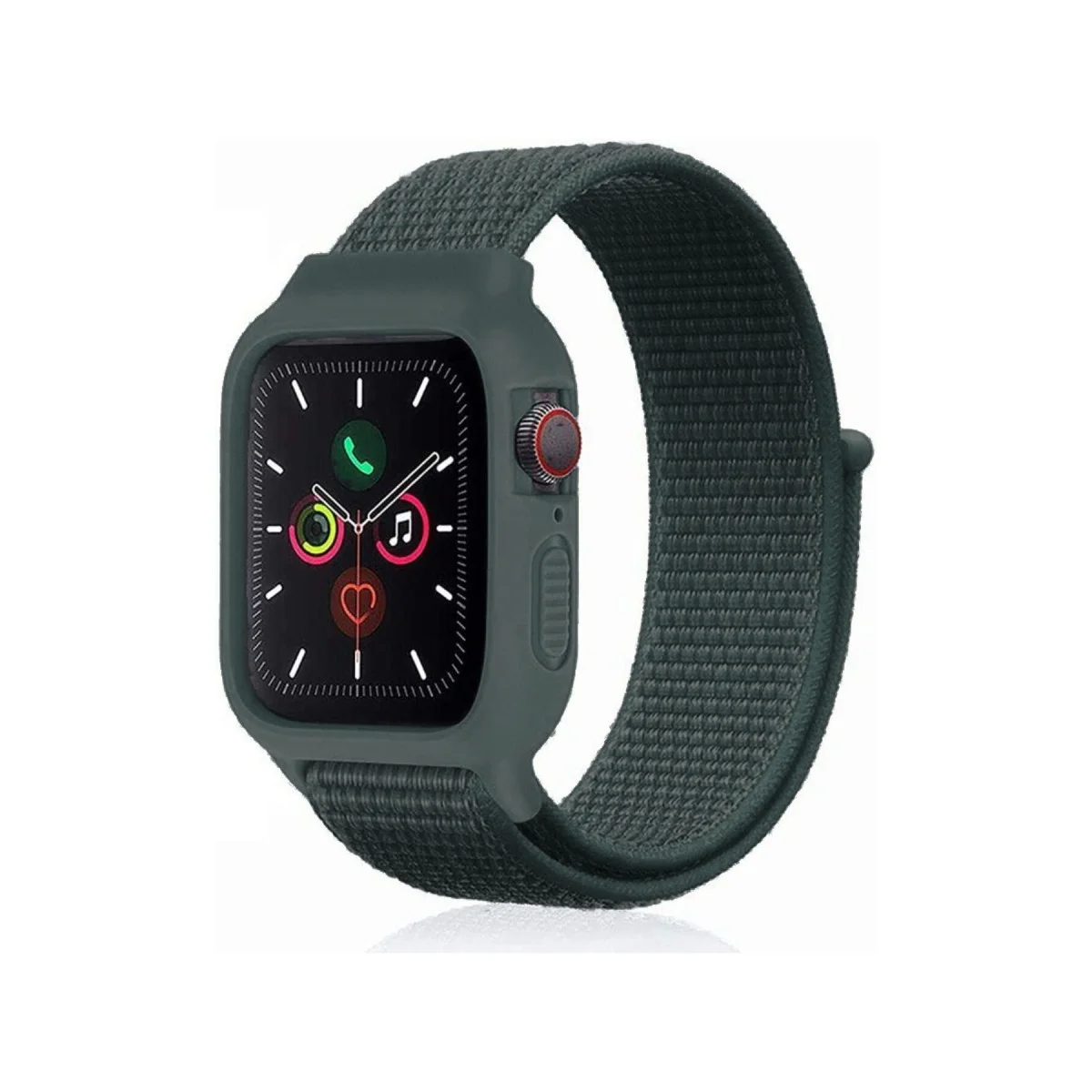 Watch 42mm Hasırlı Cırtcırtlı Kasalı Kordon - Haki Yeşil
