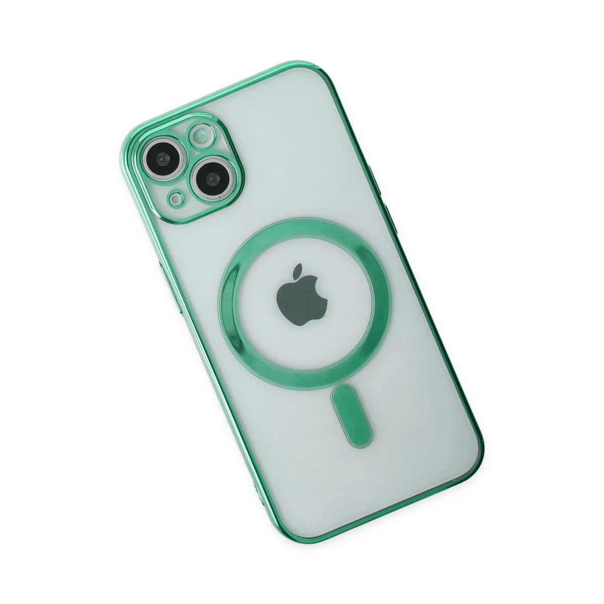 iPhone 14 Plus Kılıf Magneticsafe Lazer Silikon - Haki Yeşil