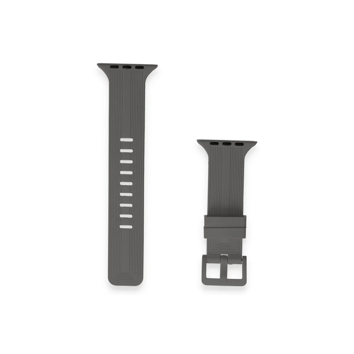Watch 38mm KR408 Çizgili Silikon Kordon - Koyu Gri