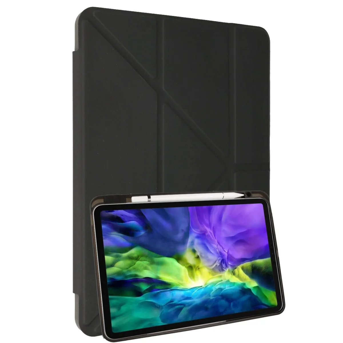 iPad 10.2 (8.nesil) Kılıf Kalemlikli Mars Tablet Kılıfı - Koyu Gri