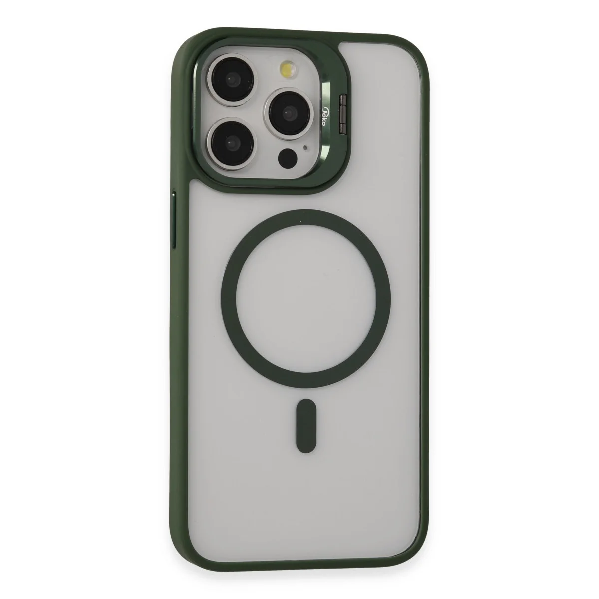 iPhone 15 Pro Kılıf Roblox Lens Magsafe Standlı Kapak - Koyu Yeşil