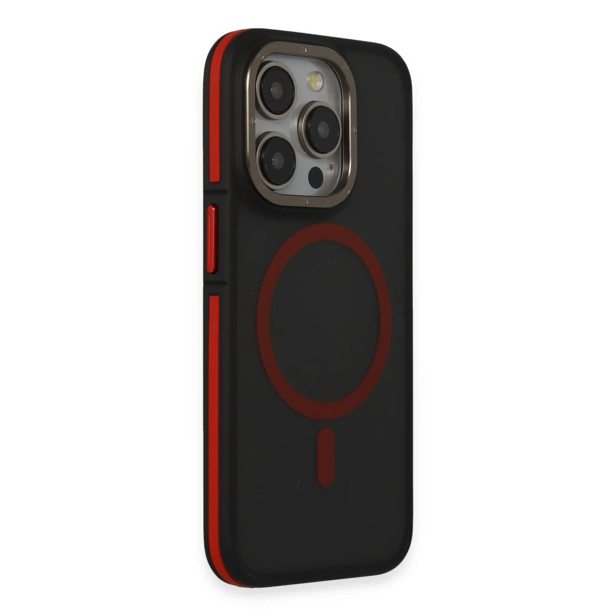 iPhone 15 Pro Max Rocky Magsafe Kapak - Siyah-Kırmızı