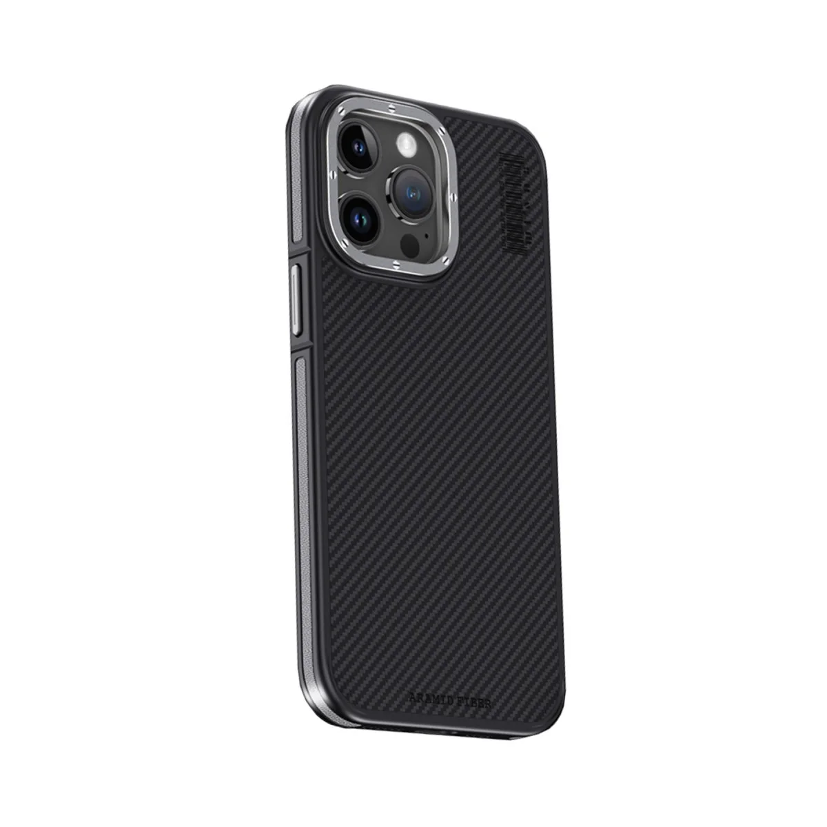 iPhone 15 Pro Max Kılıf Aramid 600D Kevlar Karbon Fiber Magsafe Kapak - Gri