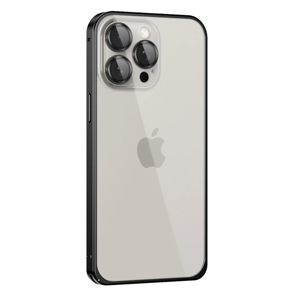 iPhone 15 Pro Metal Bumper Mat Kapak - Siyah