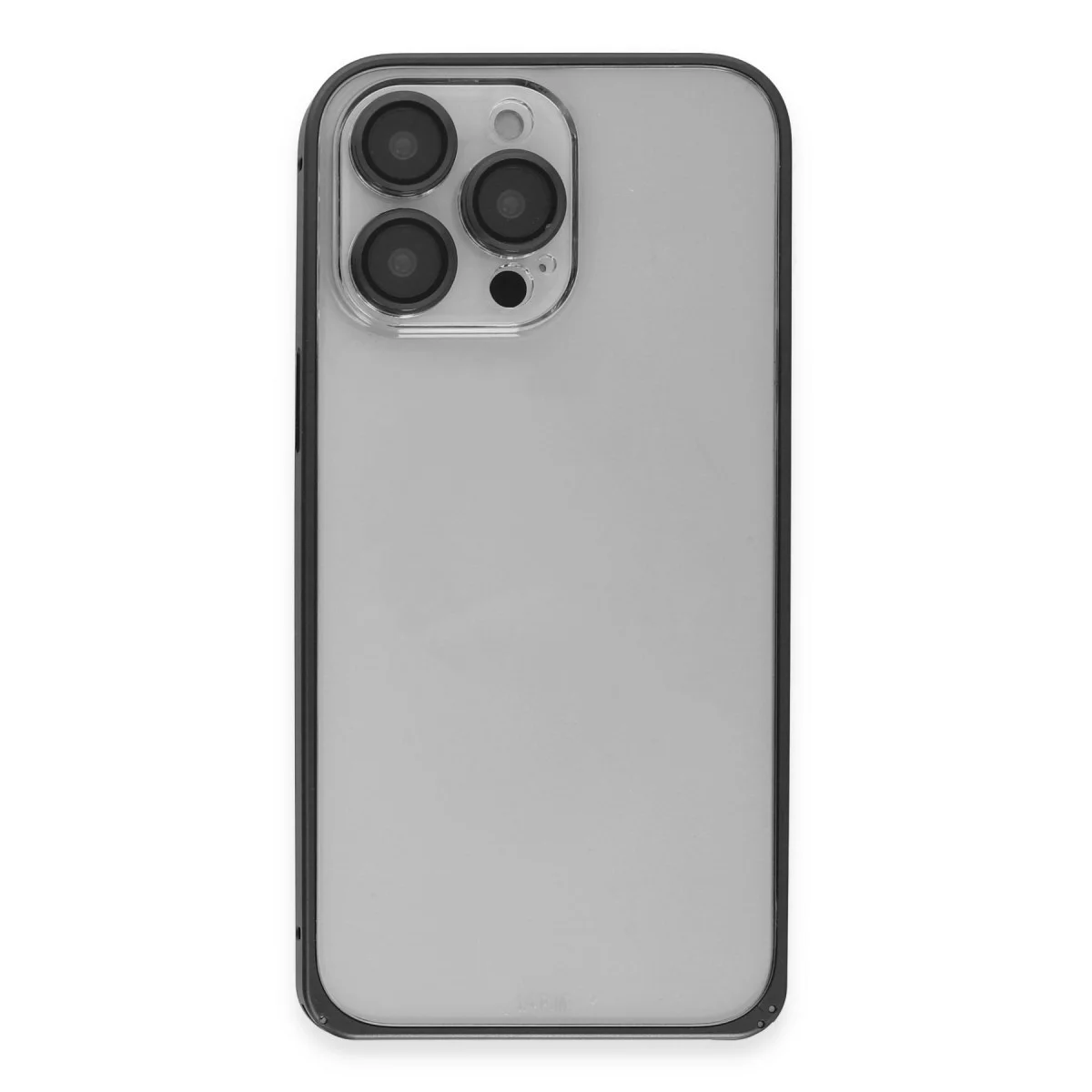 iPhone 15 Pro Max Metal Bumper Mat Kapak - Siyah