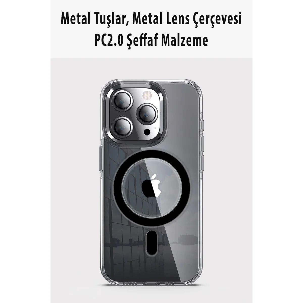 iPhone 15 Pro Max Kılıf Crystal Magsafe Kapak - Şeffaf