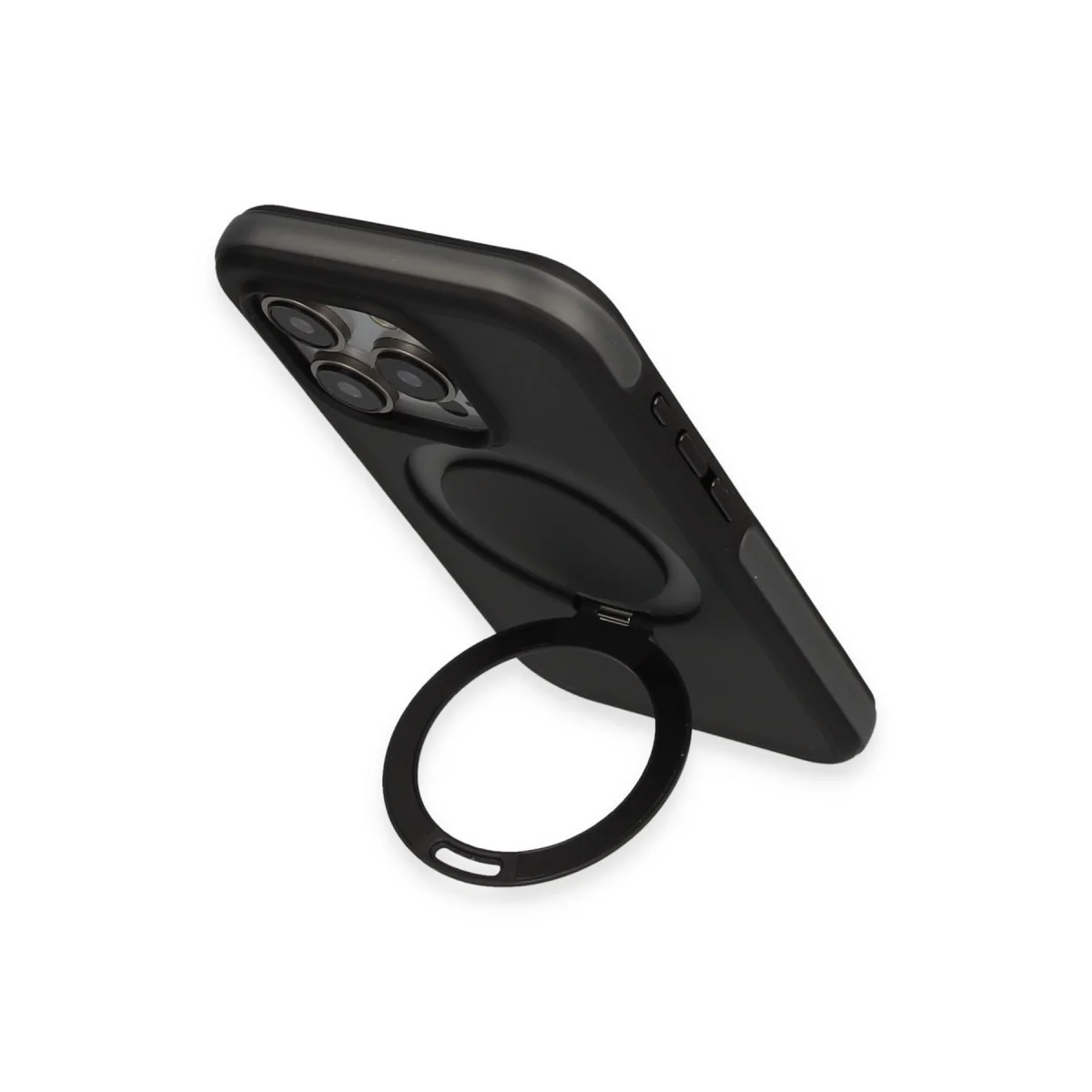 iPhone 15 Pro Max Zorda Airbag Magsafe Standlı Kapak - Siyah