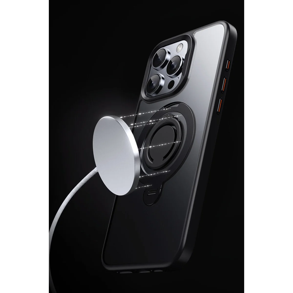 iPhone 16 Avatar 360 Dönen Magsafe Kapak - Siyah