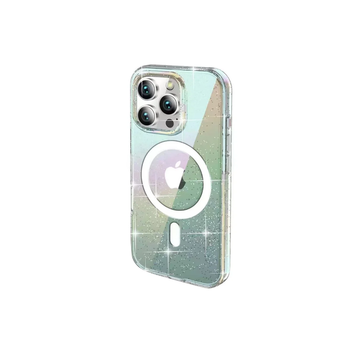 iPhone 14 Pro Max Rasasi Simli Magsafe Kapak - Şeffaf