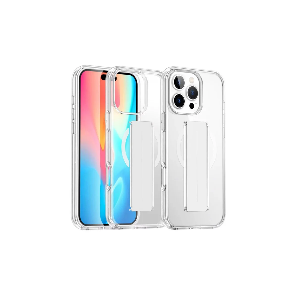 iPhone 16 Pro Kılıf Alfa Magsafe Standlı Kapak - Şeffaf