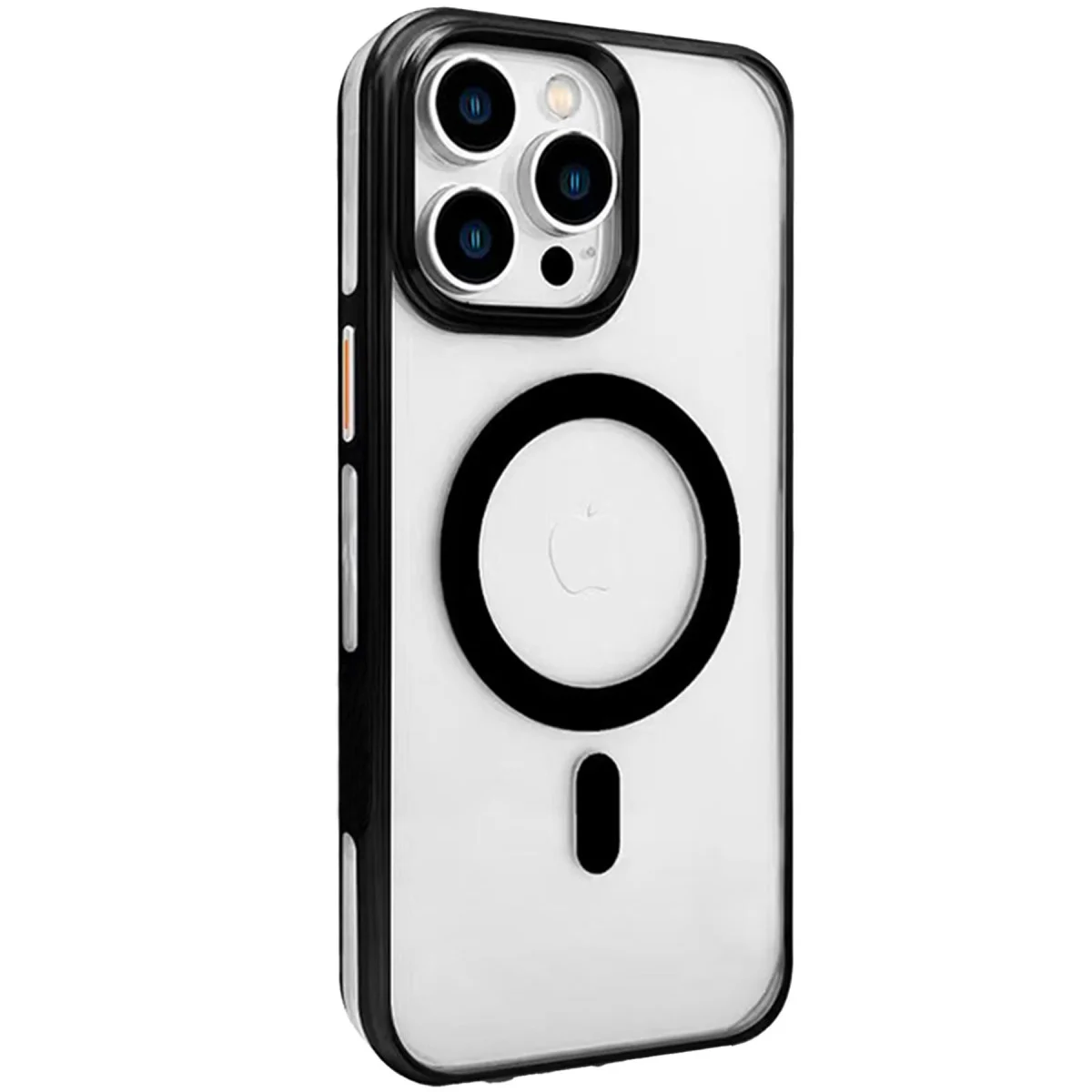 iPhone 15 Pro Gleam PC Sert Magsafe Kılıf - Şeffaf-Siyah