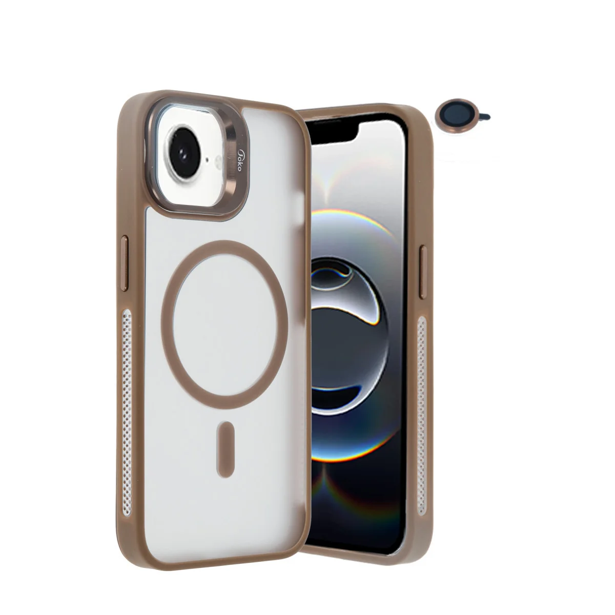 iPhone 16E Flet Lens Magsafe Kapak - Gold