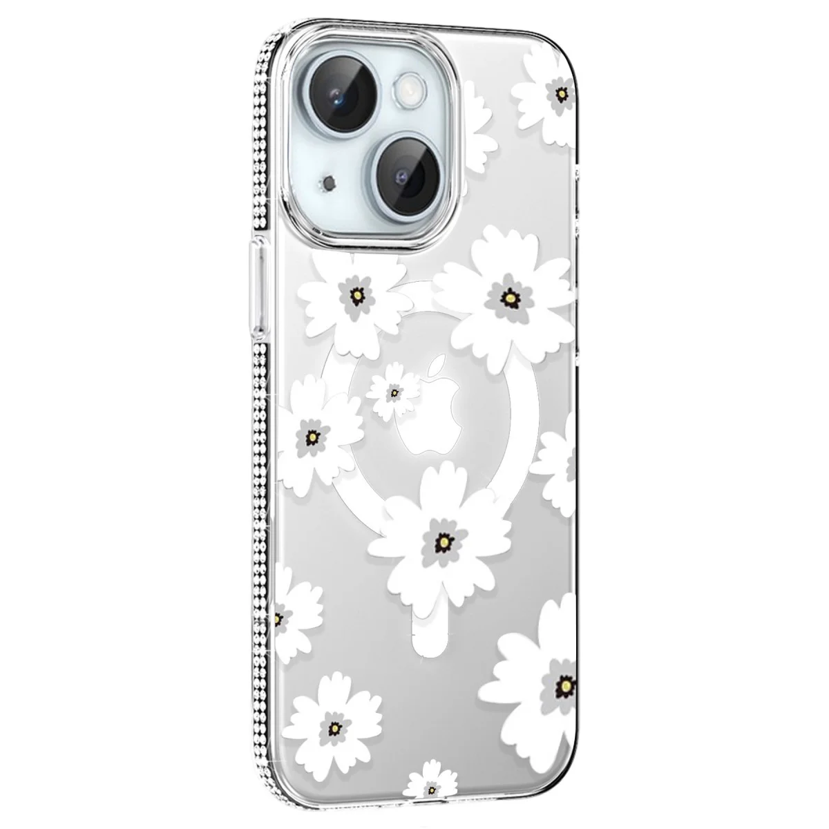 iPhone 15 Floral Magsafe Kapak - Beyaz